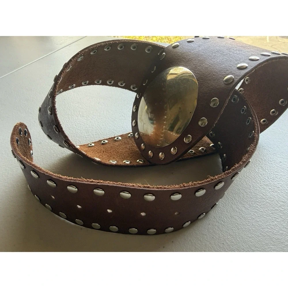 We The Free Sola Stud Belt Cognac Brown Leather Hip Belt S/M NWOT Boho Festival - Picture 7 of 11